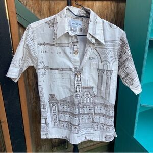 North Shore Tailored Hawaiian Shirt Ivory And Brown *Rare*